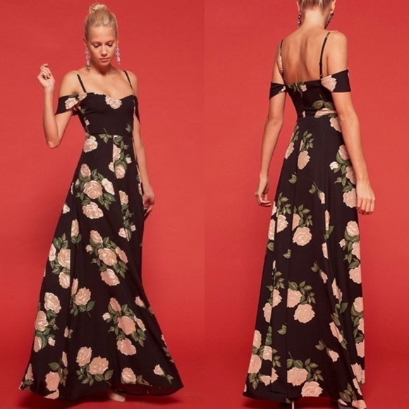 Reformation Dress Poppy Floral Off-The-Shoulder Maxi Wedding Venus 4 GUC - Picture 7 of 7